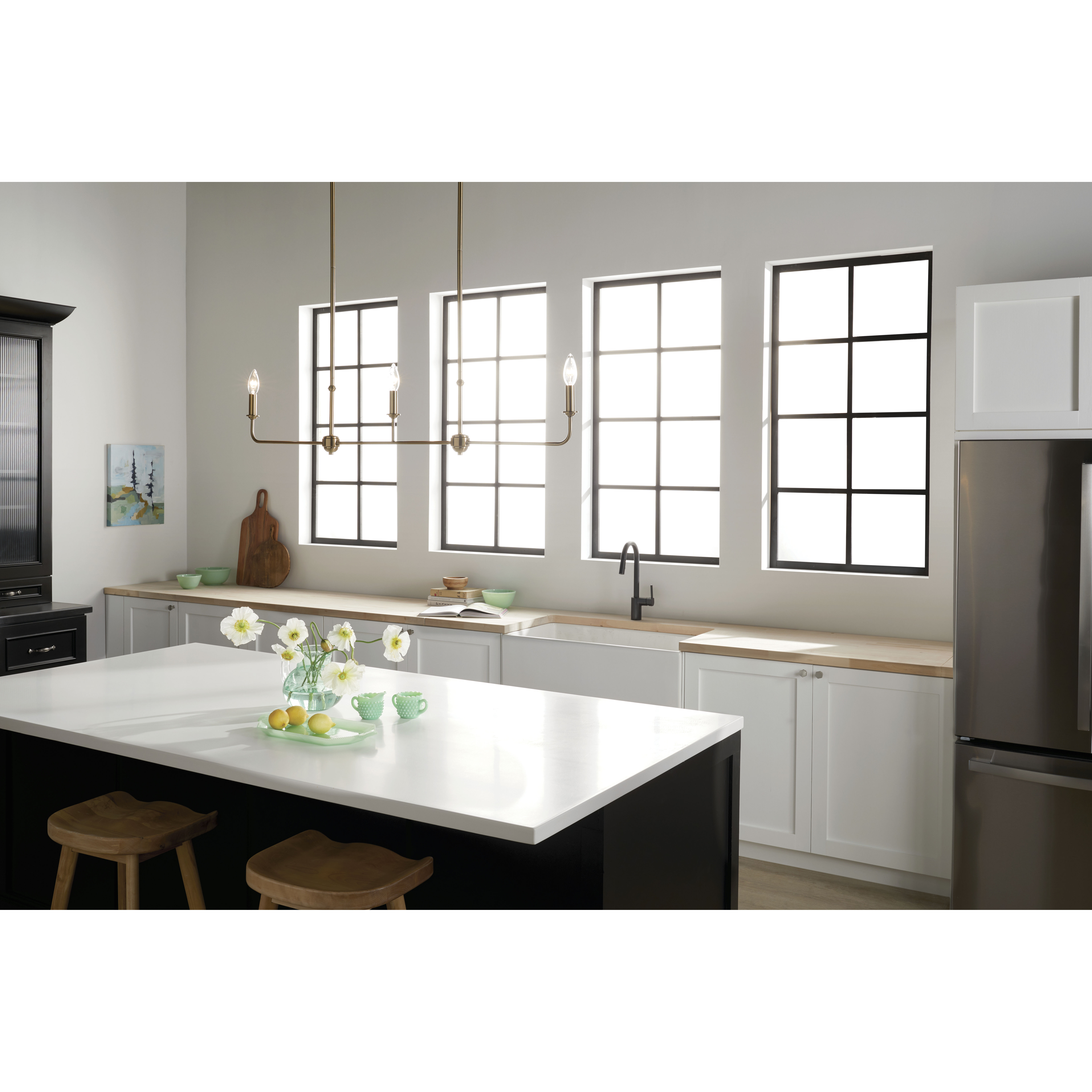 Pallas 3 Light 4.5 inch Brushed Natural Brass Chandelier Linear Ceiling Light